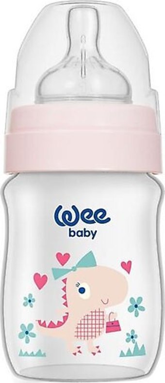 Wee Baby 135 Polipropilen Yenidoğan Yavaş Akışlı Kulplu 0-3 Ay Desenli Renkli Yuvarlak Uçlu Bebek Biberon 150 ml