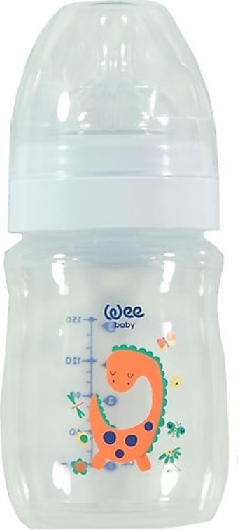 Wee Baby 135 Polipropilen Yenidoğan Yavaş Akışlı Kulplu 0-3 Ay Desenli Renkli Yuvarlak Uçlu Bebek Biberon 150 ml
