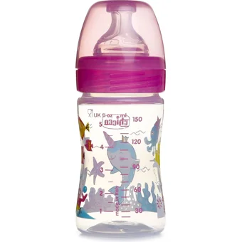 Chicco Yeni Well-Being Polipropilen Gaz Yapmayan Antikolik Yenidoğan Yavaş Akışlı Kulpsuz 0+ Ay Desenli Pembe Yuvarlak Uçlu Bebek Biberon 150 ml