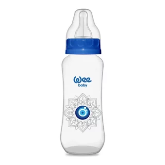 Wee Baby Polipropilen Gaz Yapmayan Antikolik Orta Akışlı Kulpsuz 6-18 Ay Desenli Renkli Yuvarlak Uçlu Bebek Biberon 270 ml
