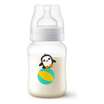 Philips Avent Polipropilen Gaz Yapmayan Antikolik Yenidoğan Yavaş Akışlı Kulpsuz 0-12 Ay Desenli Şeffaf Yuvarlak Uçlu Bebek Biberon 260 ml