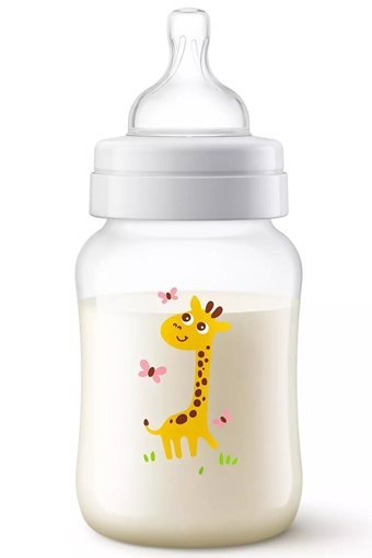 Philips Avent Classic+ Polipropilen Gaz Yapmayan Antikolik Yavaş Akışlı Kulpsuz 1+ Ay Desenli Şeffaf Yuvarlak Uçlu Bebek Biberon 260 ml