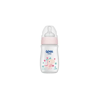 Wee Baby 136 Polipropilen Yenidoğan Yavaş Akışlı Kulplu 0-3 Ay Desenli Renkli Yuvarlak Uçlu Bebek Biberon 250 ml