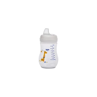 Wee Baby 297 Polipropilen Gaz Yapmayan Antikolik Kulpsuz Desenli Beyaz Yuvarlak Uçlu Bebek Biberon 250 ml