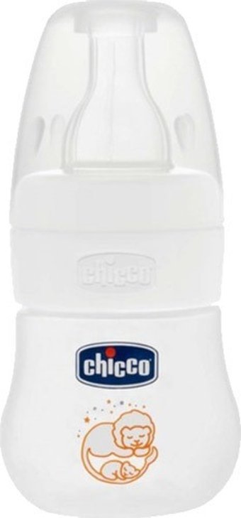 Chicco Polipropilen Gaz Yapmayan Antikolik Yenidoğan Yavaş Akışlı Kulpsuz 0+ Ay Desenli Beyaz Yuvarlak Uçlu Bebek Biberon 60 ml