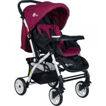 4 Baby Active AB-320 Çift Yönlü Katlanabilir 360 Derece Dönen Tam Yatar Kabin Tipi Puset Bebek Arabası Bordo