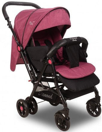 Diamond Baby Baby Sapphire Çift Yönlü Katlanabilir 360 Derece Dönen Tam Yatar Kabin Tipi Puset Bebek Arabası Pembe