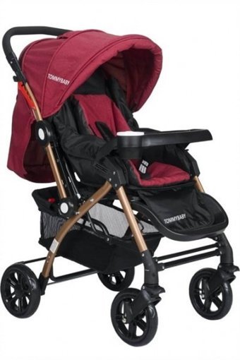TommyBaby AL-2 Eagle Gold Çift Yönlü Katlanabilir 360 Derece Dönen Tam Yatar Kabin Tipi Puset Bebek Arabası Bordo