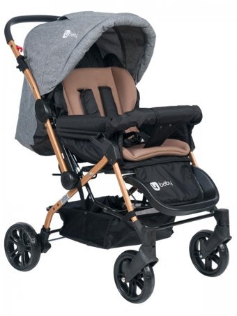 4 Baby B-360 Olympus Gold Çift Yönlü Katlanabilir 360 Derece Dönen Tam Yatar Puset Bebek Arabası Gri
