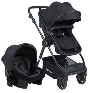 TommyBaby Handy Black New Çift Yönlü Katlanabilir 360 Derece Dönen Tam Yatar Kabin Tipi Travel Sistem Bebek Arabası Siyah