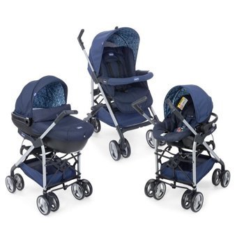 Chicco Trio Sprint Çift Yönlü Katlanabilir Tek Elle Kapanan 360 Derece Dönen Tam Yatar Travel Sistem Bebek Arabası Mavi