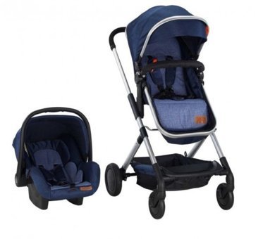 Baby2Go Lover 2241 Çift Yönlü Katlanabilir Tek Elle Kapanan 360 Derece Dönen Tam Yatar Travel Sistem Bebek Arabası Lacivert