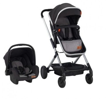 Baby2Go Light 2214 Katlanabilir Tek Elle Kapanan 360 Derece Dönen Tam Yatar Kabin Tipi Baston Bebek Arabası Gri