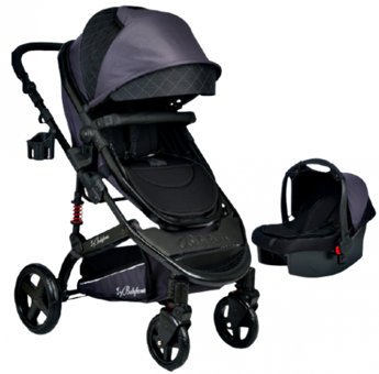 Baby Home BH-946 Çift Yönlü Katlanabilir 360 Derece Dönen Tam Yatar Travel Sistem Bebek Arabası Siyah