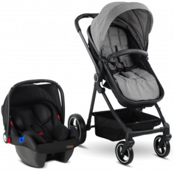 Babyhope Pasific BH-3012 Çift Yönlü Katlanabilir Tek Elle Kapanan 360 Derece Dönen Tam Yatar Kabin Tipi Travel Sistem Bebek Arabası Gri