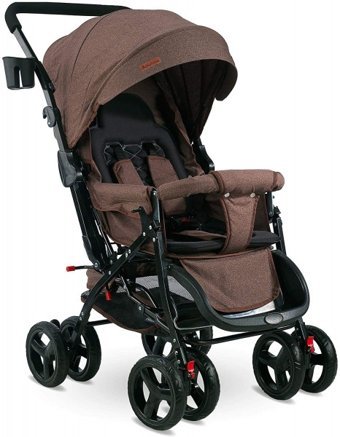 Babyhope 604 Çift Yönlü Katlanabilir 360 Derece Dönen Tam Yatar Puset Bebek Arabası Kahverengi