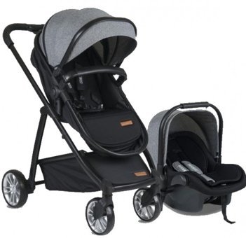 TommyBaby Quantum Black New Çift Yönlü Katlanabilir Tek Elle Kapanan 360 Derece Dönen Tam Yatar Travel Sistem Bebek Arabası Gri