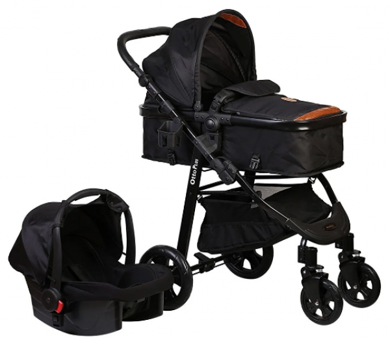 Otto Plus OP-475 Çift Yönlü Katlanabilir Tek Elle Kapanan 360 Derece Dönen Tam Yatar Travel Sistem Bebek Arabası Kahverengi