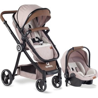 Quero S-Line Çift Yönlü Katlanabilir Tek Elle Kapanan 360 Derece Dönen Tam Yatar Kabin Tipi Travel Sistem Bebek Arabası Pembe