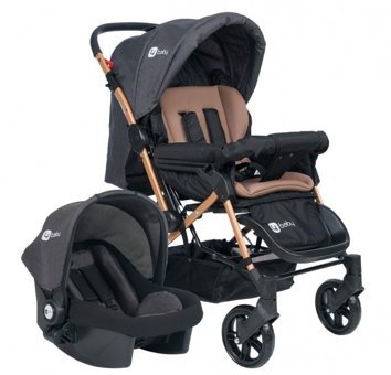 4 Baby Olympus Gold AB-420 Çift Yönlü Katlanabilir 360 Derece Dönen Tam Yatar Travel Sistem Bebek Arabası Antrasit