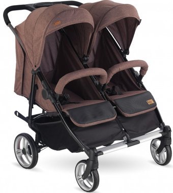 Babyhope BH-3077 City Twin Katlanabilir Tek Elle Kapanan 360 Derece Dönen Tam Yatar Puset Bebek Arabası Kahverengi