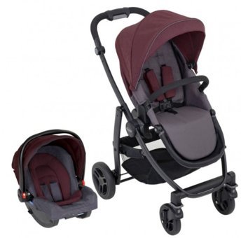 Graco Evo Çift Yönlü Katlanabilir Tek Elle Kapanan 360 Derece Dönen Tam Yatar Kabin Tipi Travel Sistem Bebek Arabası Bordo