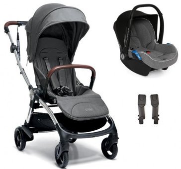 Mamas & Papas Airo Çift Yönlü Katlanabilir Tek Elle Kapanan 360 Derece Dönen Tam Yatar Kabin Tipi Travel Sistem Bebek Arabası Gri