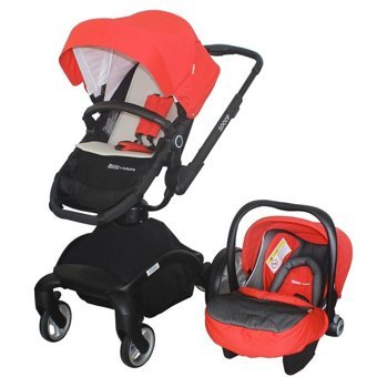 Star Baby SB209 Çift Yönlü Katlanabilir 360 Derece Dönen Tam Yatar Travel Sistem Bebek Arabası Kırmızı