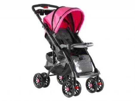 Babyhope BH-609 Polo Çift Yönlü Katlanabilir Tek Elle Kapanan 360 Derece Dönen Tam Yatar Puset Bebek Arabası Pembe