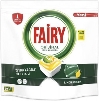 Fairy Orijinal Hepsi Bir Arada Limon Kokulu Tablet Bulaşık Makinesi Deterjanı 140 Adet
