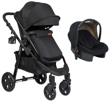 Otto Plus OP-470 Çift Yönlü Katlanabilir Tek Elle Kapanan 360 Derece Dönen Tam Yatar Kabin Tipi Travel Sistem Bebek Arabası Kahverengi