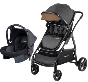 Baby Care BC-310 Safari Çift Yönlü Katlanabilir Tek Elle Kapanan 360 Derece Dönen Tam Yatar Travel Sistem Bebek Arabası Gri