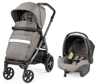Peg Perego New Book Çift Yönlü Katlanabilir Tek Elle Kapanan 360 Derece Dönen Tam Yatar Kabin Tipi Travel Sistem Bebek Arabası Gri