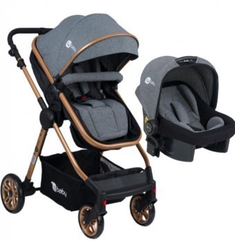 4 Baby Comfort Exclusive AB-490 Çift Yönlü Katlanabilir 360 Derece Dönen Tam Yatar Kabin Tipi Travel Sistem Bebek Arabası Gri