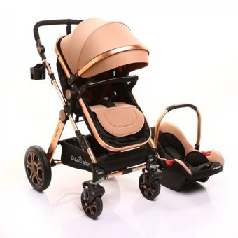 LeleBaby Ligou Çift Yönlü Katlanabilir 360 Derece Dönen Tam Yatar Travel Sistem Bebek Arabası Somon