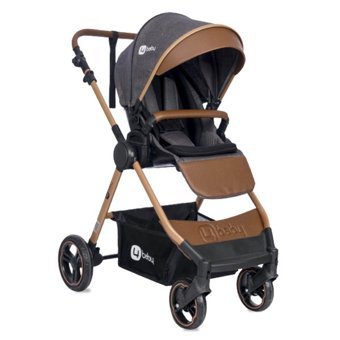 4 Baby AB-340 Bagi Gold Çift Yönlü Katlanabilir 360 Derece Dönen Tam Yatar Kabin Tipi Puset Bebek Arabası Antrasit