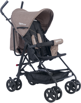 Baby Force Joy BF-300 Katlanabilir Tek Elle Kapanan 360 Derece Dönen Kabin Tipi Baston Bebek Arabası Kahverengi