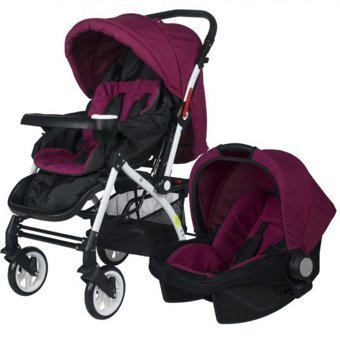 4 Baby Active AB 450 Çift Yönlü Katlanabilir 360 Derece Dönen Tam Yatar Kabin Tipi Travel Sistem Bebek Arabası Bordo