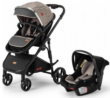 Kanz S-GO Çift Yönlü Katlanabilir Tek Elle Kapanan 360 Derece Dönen Tam Yatar Travel Sistem Bebek Arabası Gri