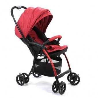 Babyhope BH-3100 Çift Yönlü Katlanabilir Tek Elle Kapanan 360 Derece Dönen Tam Yatar Kabin Tipi Puset Bebek Arabası Kırmızı