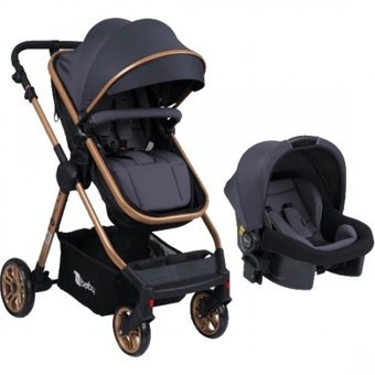 4 Baby Cool AB-480 Çift Yönlü Katlanabilir 360 Derece Dönen Tam Yatar Travel Sistem Bebek Arabası Siyah