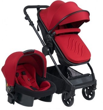 TommyBaby Handy Black New Çift Yönlü Katlanabilir 360 Derece Dönen Tam Yatar Kabin Tipi Travel Sistem Bebek Arabası Kırmızı