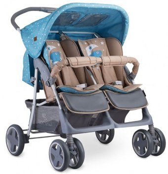 Lorelli 1002007 Twin Katlanabilir Tek Elle Kapanan 360 Derece Dönen Tam Yatar Puset Bebek Arabası Mavi