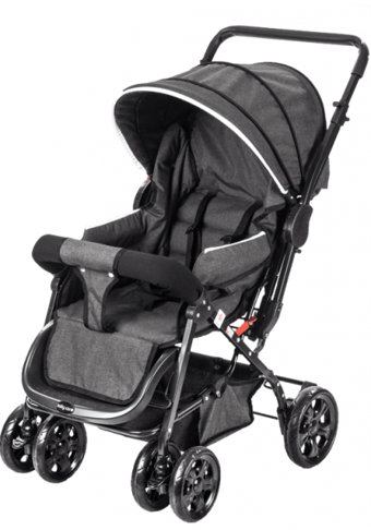 Baby Care BC-75 Micra Çift Yönlü Katlanabilir 360 Derece Dönen Tam Yatar Puset Bebek Arabası Siyah