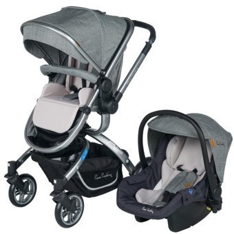 Pierre Cardin PC-405P Twist Plus Çift Yönlü Katlanabilir Tek Elle Kapanan 360 Derece Dönen Tam Yatar Travel Sistem Bebek Arabası Gri