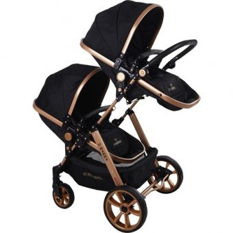 Mamma Twin Gold Çift Yönlü Katlanabilir Tek Elle Kapanan 360 Derece Dönen Tam Yatar Travel Sistem Bebek Arabası Kahverengi