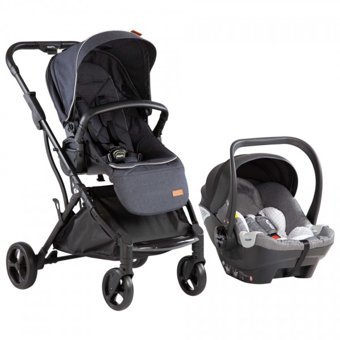 Kraft BT-B08 Çift Yönlü Katlanabilir Tek Elle Kapanan 360 Derece Dönen Tam Yatar Travel Sistem Bebek Arabası Antrasit