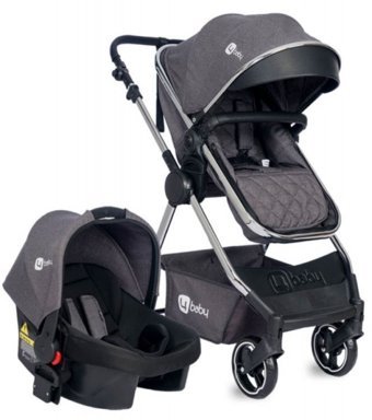 4 Baby Safran Krom Çift Yönlü Katlanabilir 360 Derece Dönen Tam Yatar Travel Sistem Bebek Arabası Antrasit