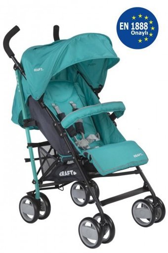 Kraft MA 13130 Katlanabilir Tek Elle Kapanan 360 Derece Dönen Tam Yatar Kabin Tipi Baston Bebek Arabası Mavi