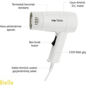 Etap EE218-2 1350 W Otel Tipi Saç Kurutma Makinesi